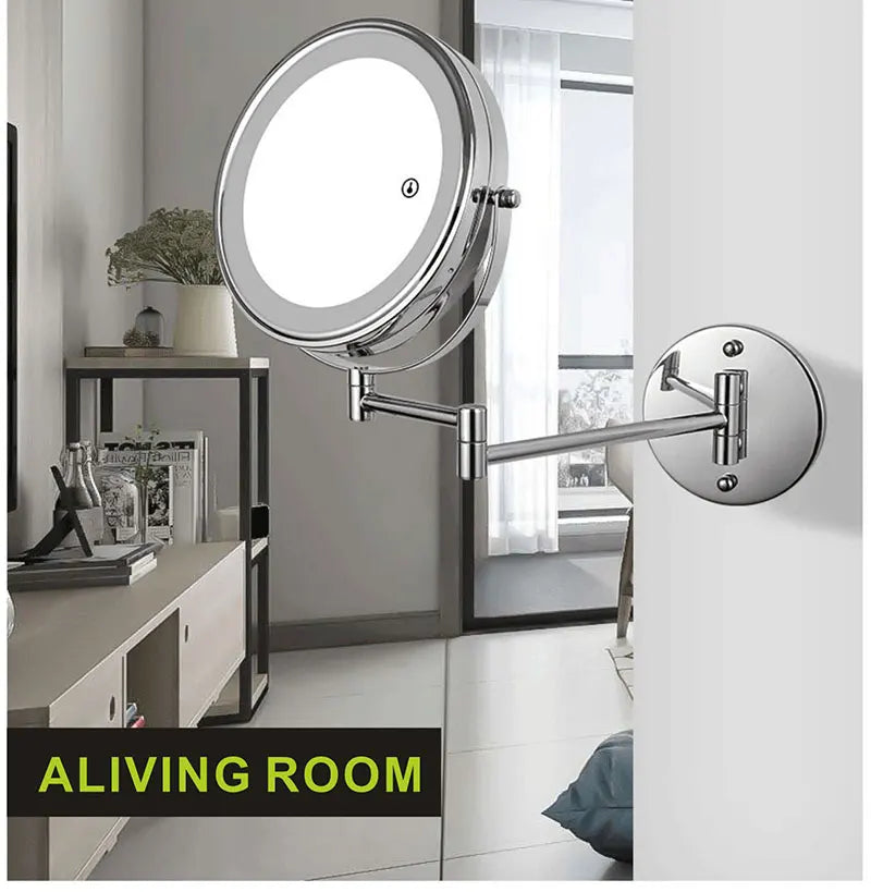 8 Inch Wall Mounted Makeup Mirror with USB Charging and 10X Magnification