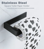 Black Self-Adhesive Toilet Paper Holder Stainless Steel Wall Mount Tissue Roll Rack