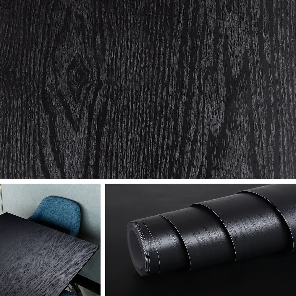 PVC Vinyl Wood Grain Wallpaper Self-Adhesive Waterproof 60cm Roll