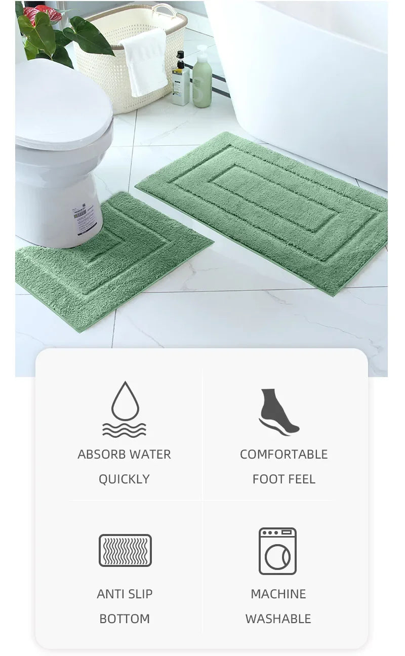 Plush Back-Shaped Bathroom Floor Mat – Anti-Slip Absorbent Foot & Entrance Mat