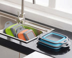 2PCS Silicone Folding Drain Basket – Square & Round Kitchen Strainer