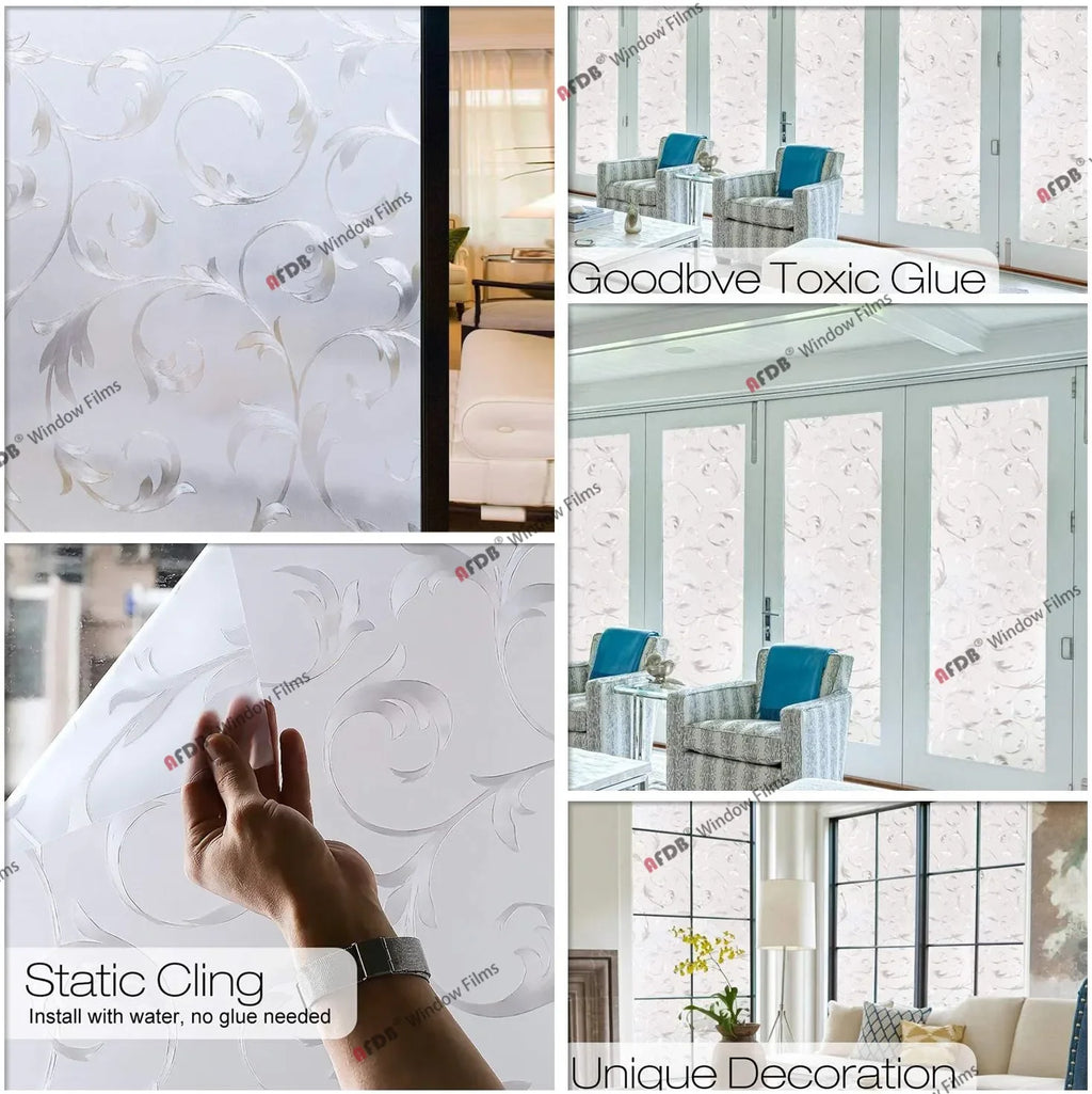 3D Matte Privacy Window Film Frosted Static Cling Glass Cover