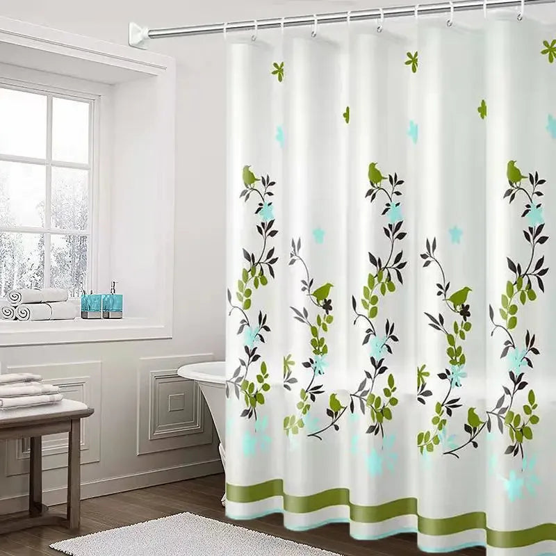 Modern PEVA Waterproof Shower Curtain 100x180cm – Leaf Print
