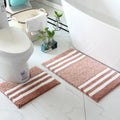 2-Piece Striped Microfiber Bathroom Carpet Set – Non-Slip, Quick-Dry, Machine Washable with TPR Backing