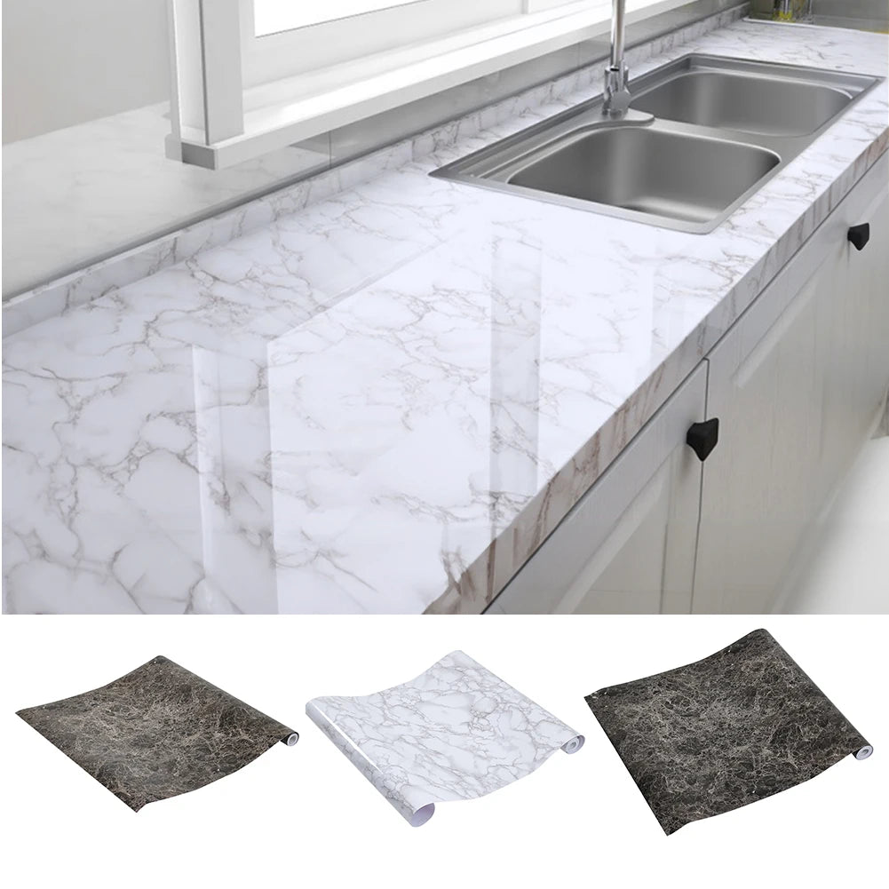 Peel-and-Stick Marble PVC Wallpaper for Kitchen, Counters, and Tables