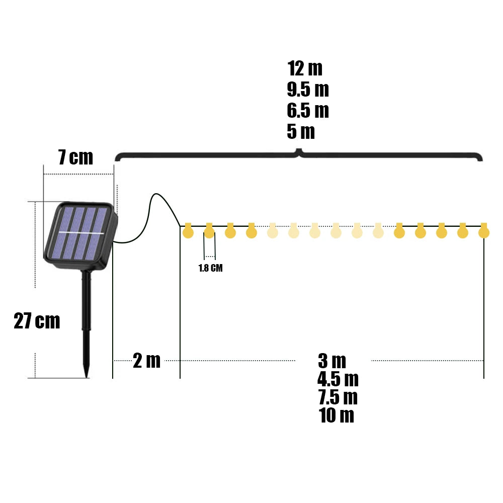 Solar LED Ball String Lights 5M IP65 Waterproof Holiday Decor
