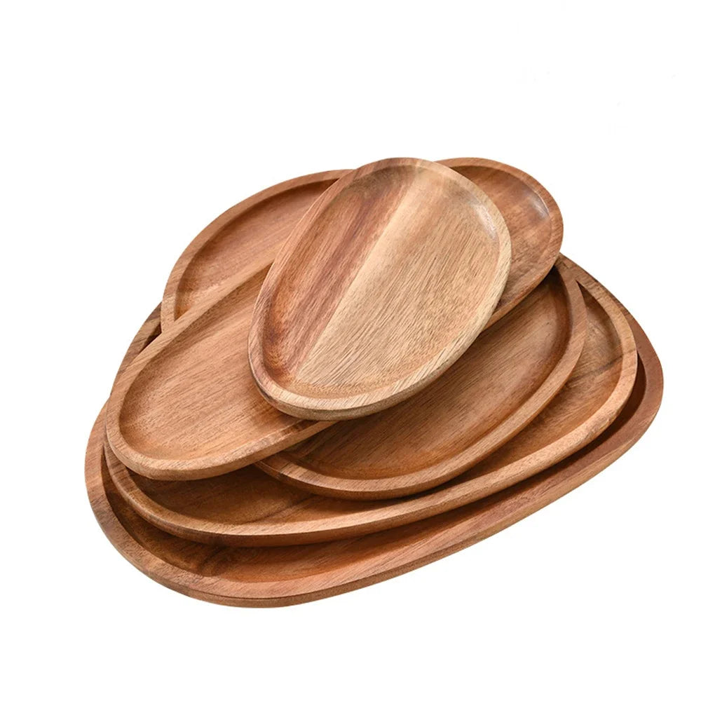 Round Wooden Serving Tray – Natural Wood Craft