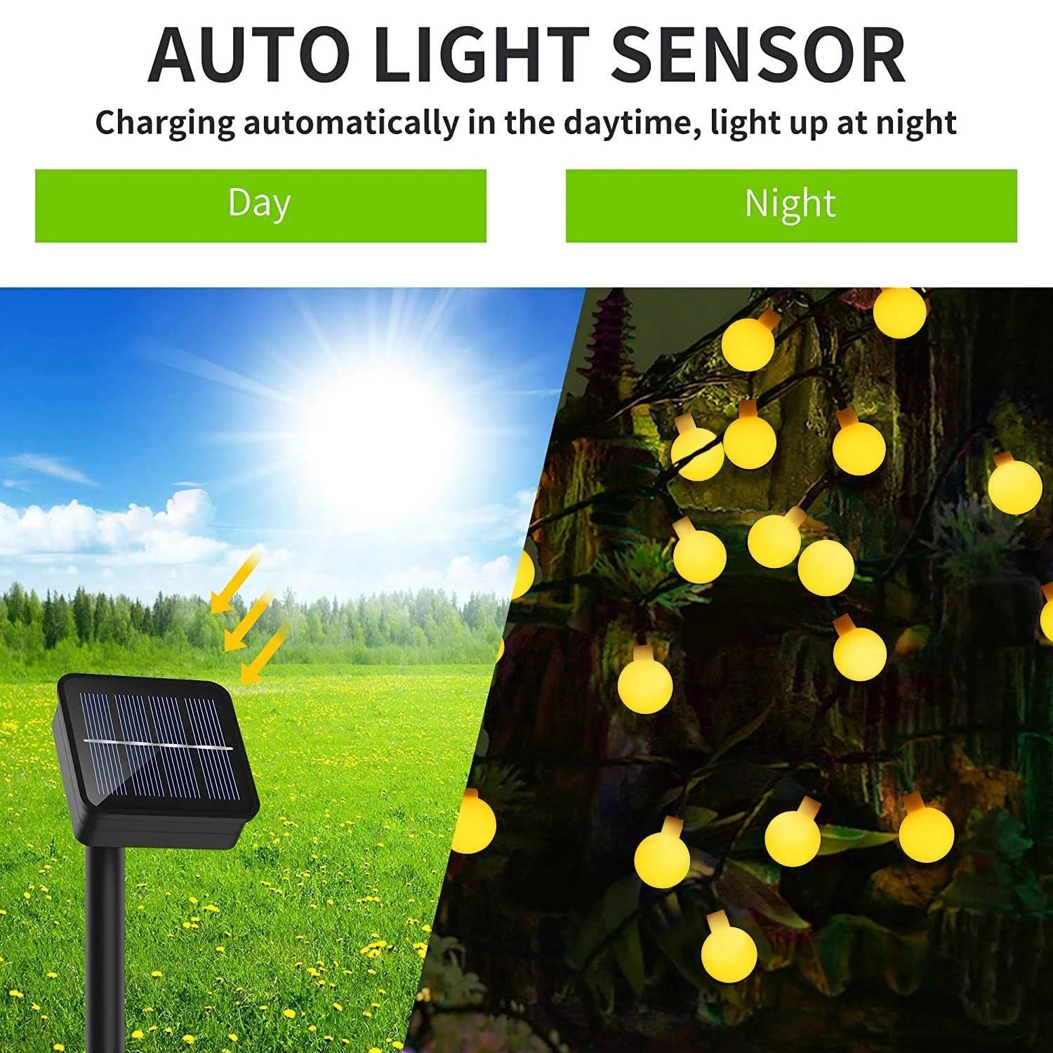 Solar LED Ball String Lights 5M IP65 Waterproof Holiday Decor