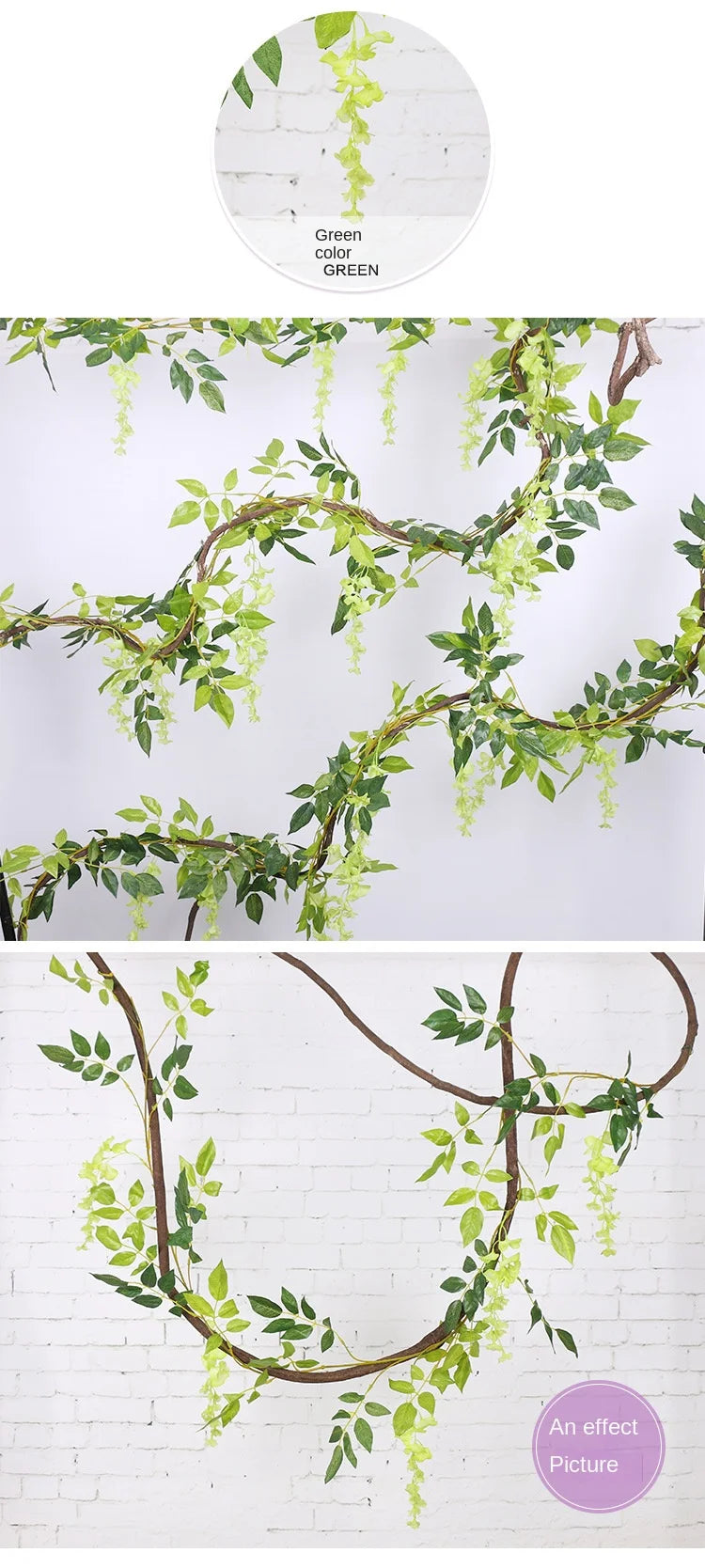 Artificial Wisteria Rattan Strings Indoor & Outdoor Bridal Shower Decor