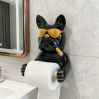 French Bulldog Toilet Paper Holder Wall-Mounted Resin Bathroom Roll Rack