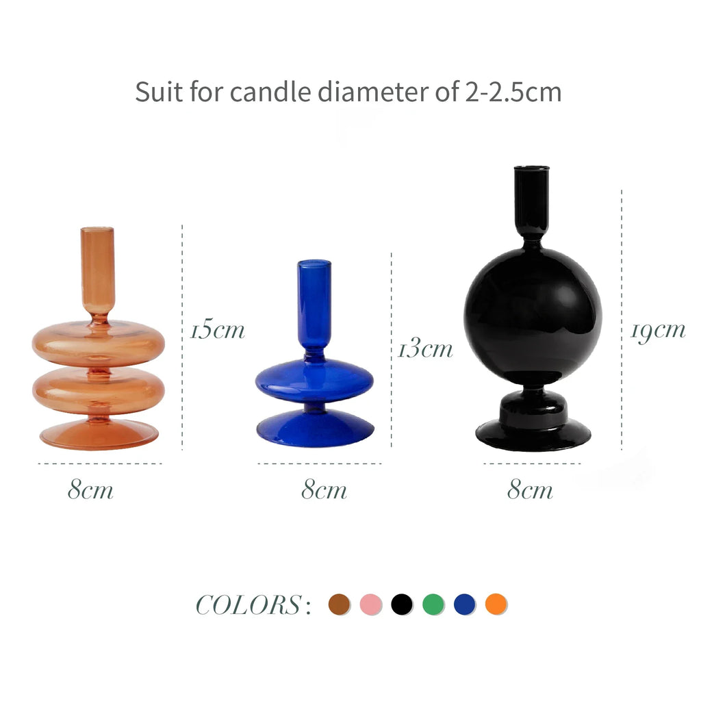 Handmade Nordic Glass Candlestick – Retro Candle Holder & Vase