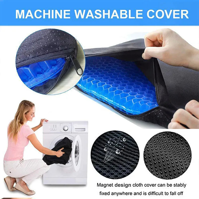 Gel Seat Cushion Honeycomb Non-Slip Ergonomic Back Tailbone Support