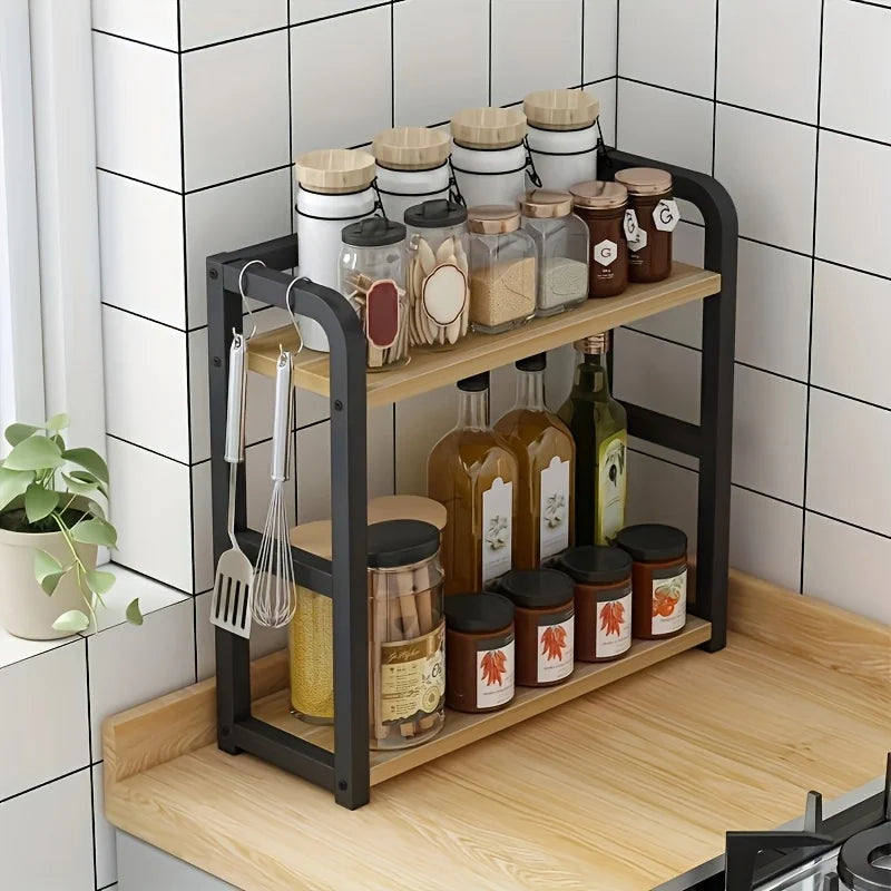 Tiered Metal Countertop Shelf – Multipurpose Reusable Storage Organizer
