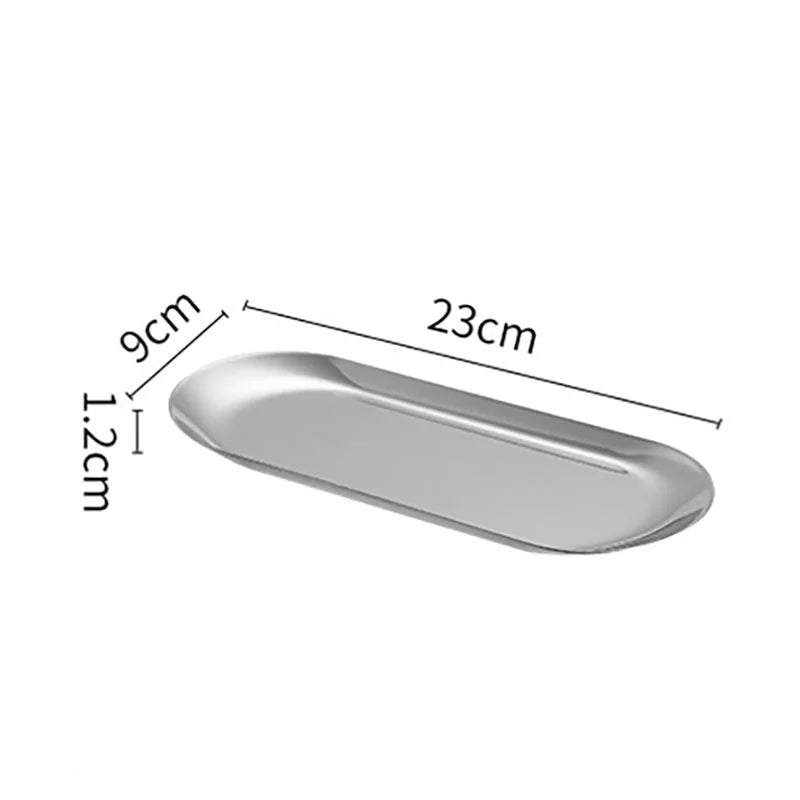 Oval Stainless Steel Dining & Dessert Plate – Gold & Silver Snack Tray