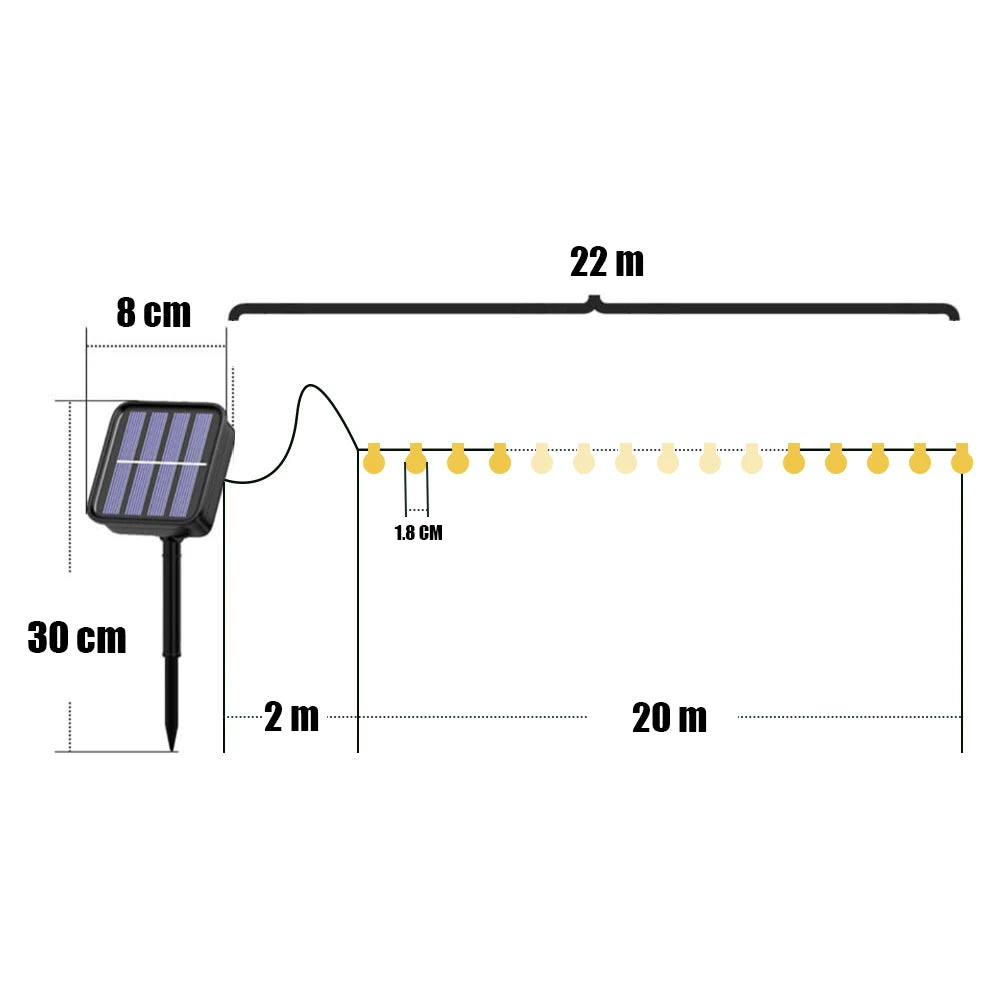 Solar LED Ball String Lights 5M IP65 Waterproof Holiday Decor