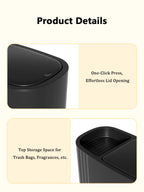 Large Capacity Bathroom Trash Can with Lid – Odor-Sealing Plastic Waste Bin for Bathroom