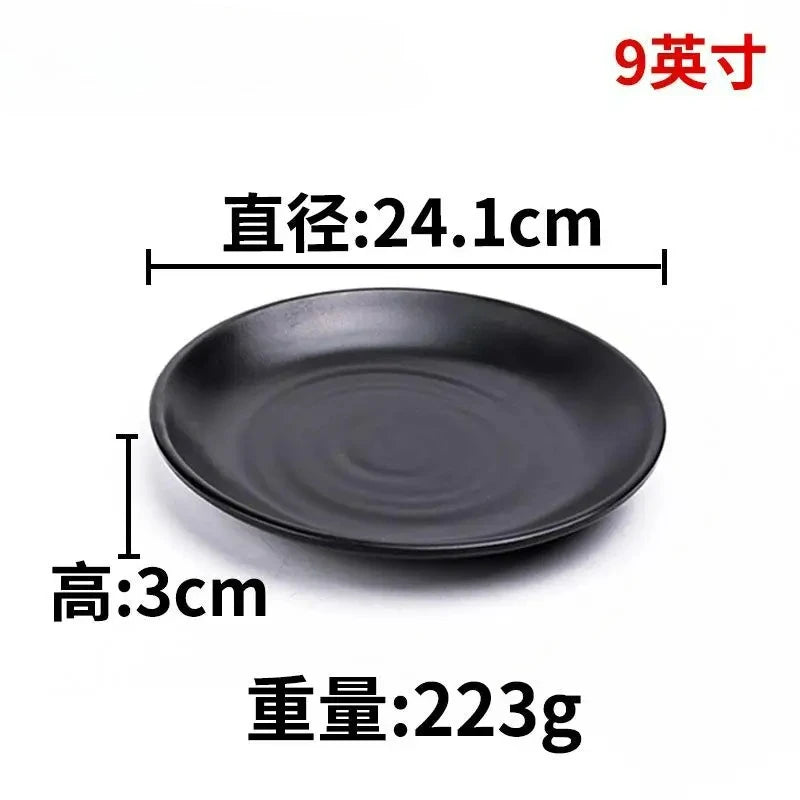CERAMICS Round Plastic Plate – Solid Color Durable Tableware