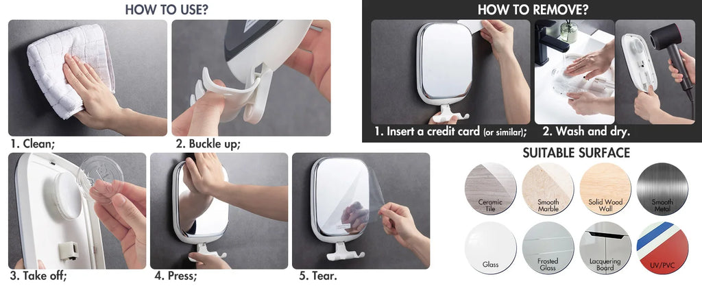 Fogless Shower Makeup Mirror with Suction Cup for Effortless Grooming