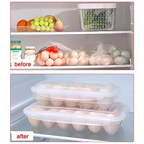 Reusable Plastic Egg Storage Box – Airtight & Stackable