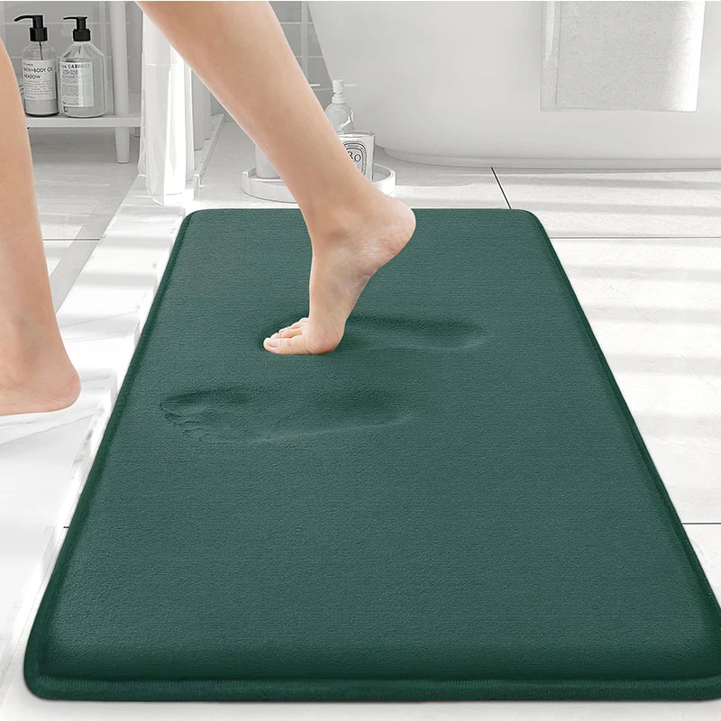 Homaxy Memory Foam Solid Color Bathroom Mat Floor Mat Indoor Non Slip Door Mat Dirt Trap Absorbs Water Comfortable Bathroom Mat