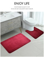 Three-Piece Bathroom Mat Set Non-Slip Microfiber Absorbent Floor Rugs Soft and Comfortable