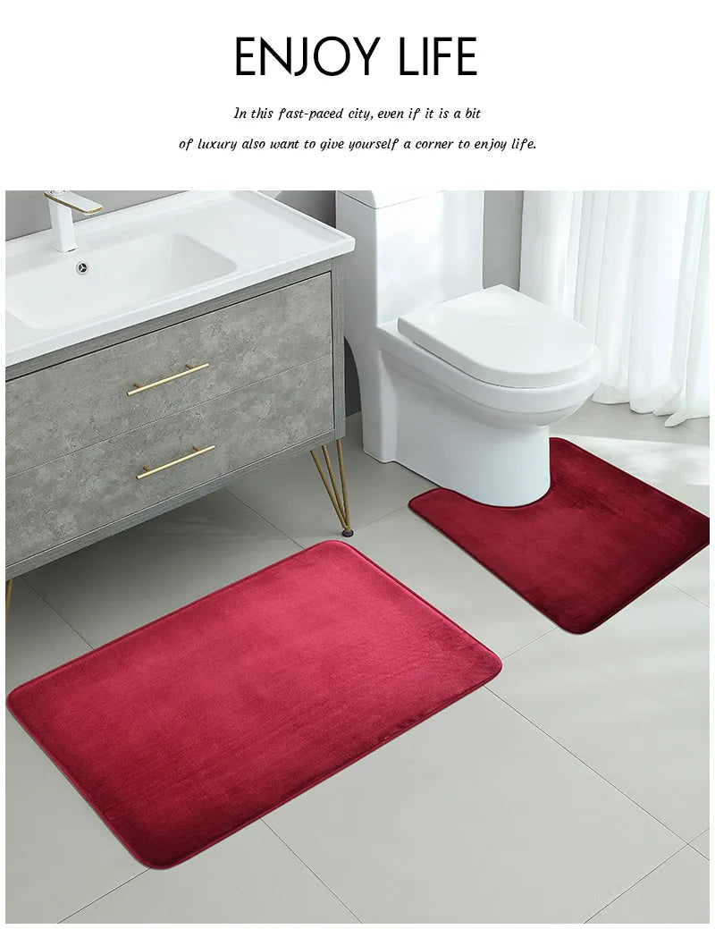 Three-Piece Bathroom Mat Set Non-Slip Microfiber Absorbent Floor Rugs Soft and Comfortable