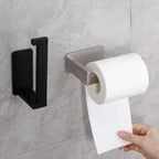 Self-Adhesive Stainless Steel Toilet Paper Holder Black Finish for Bathroom