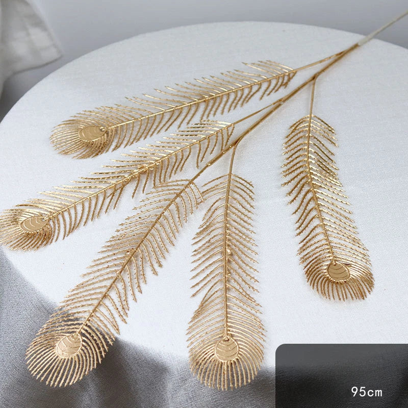 95cm Gold Artificial Eucalyptus & Ginkgo Leaf Plant Decor