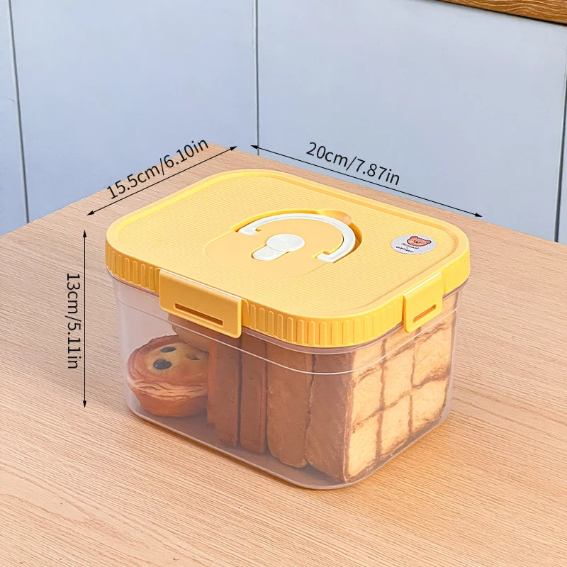 WORTHBUY Food Grade Airtight Bread Box with Handle – Transparent Plastic