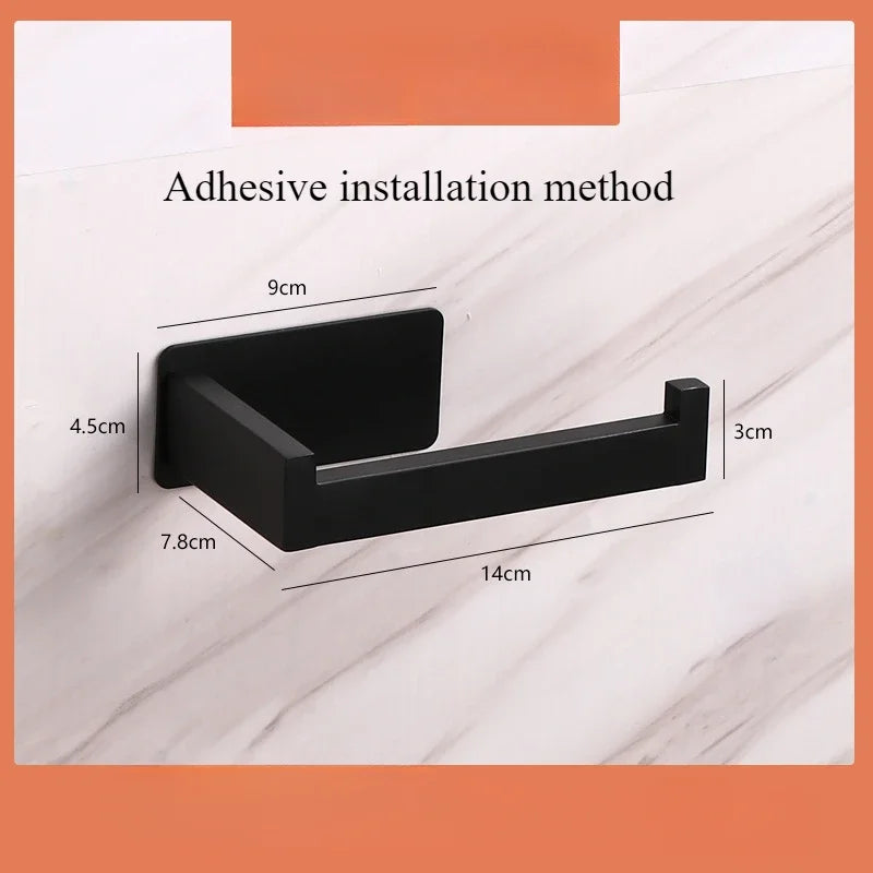 Stainless Steel Toilet Paper Holder Wall-Mounted Adhesive Roll Paper Rack for Bathroom