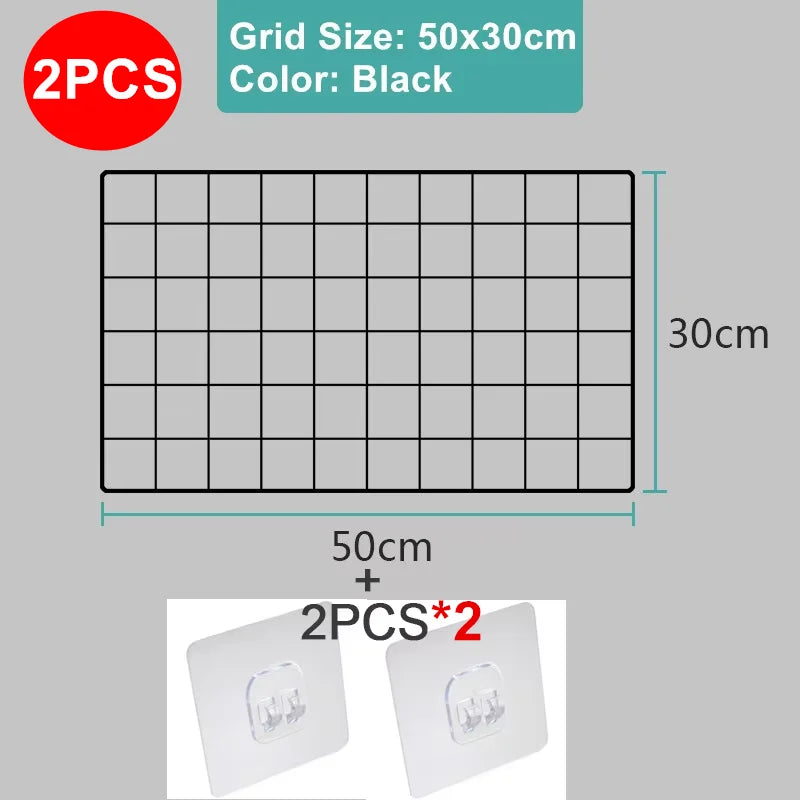 Metal Wall-Mounted Grid Shelf Organizer DIY Photo & Storage Rack