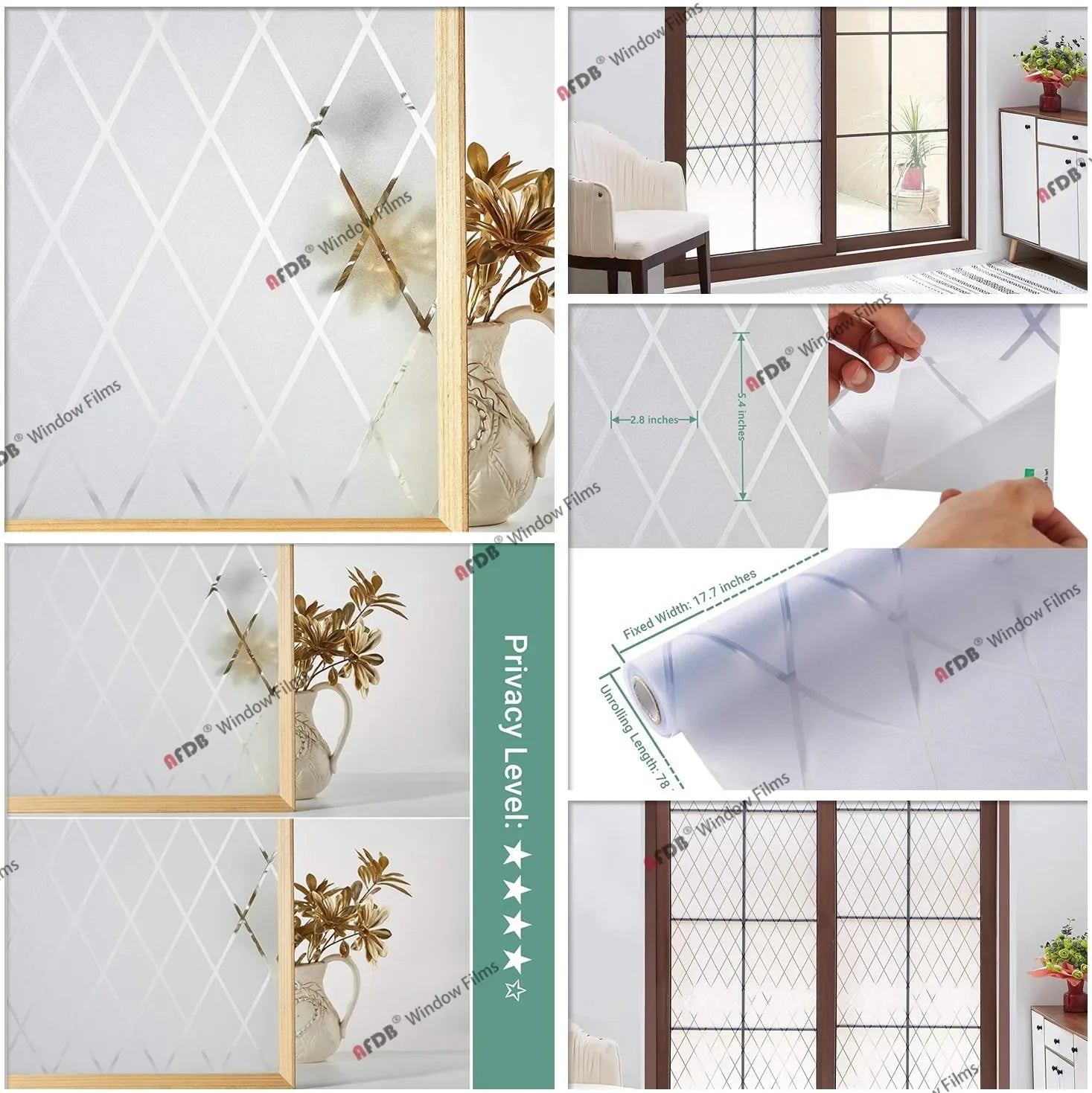3D Matte Privacy Window Film Frosted Static Cling Glass Cover