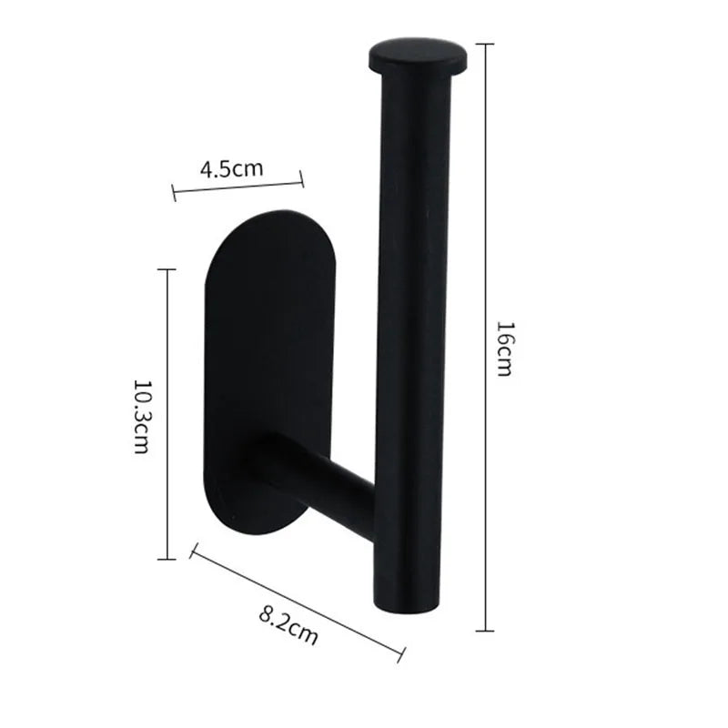 Black Stainless Steel Toilet Paper Holder Self-Adhesive Bathroom Tissue Rack