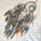 Auspicious Five Rings Dream Catcher Feather Wall Hanging Decor