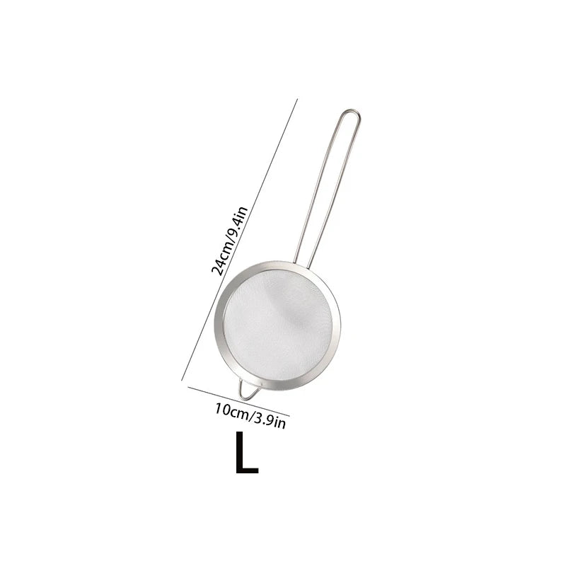 3-Piece Stainless Steel Fine Mesh Strainer Set with Handle & Hook – Colander Sifter for Juice, Soy Milk & Kitchen Use