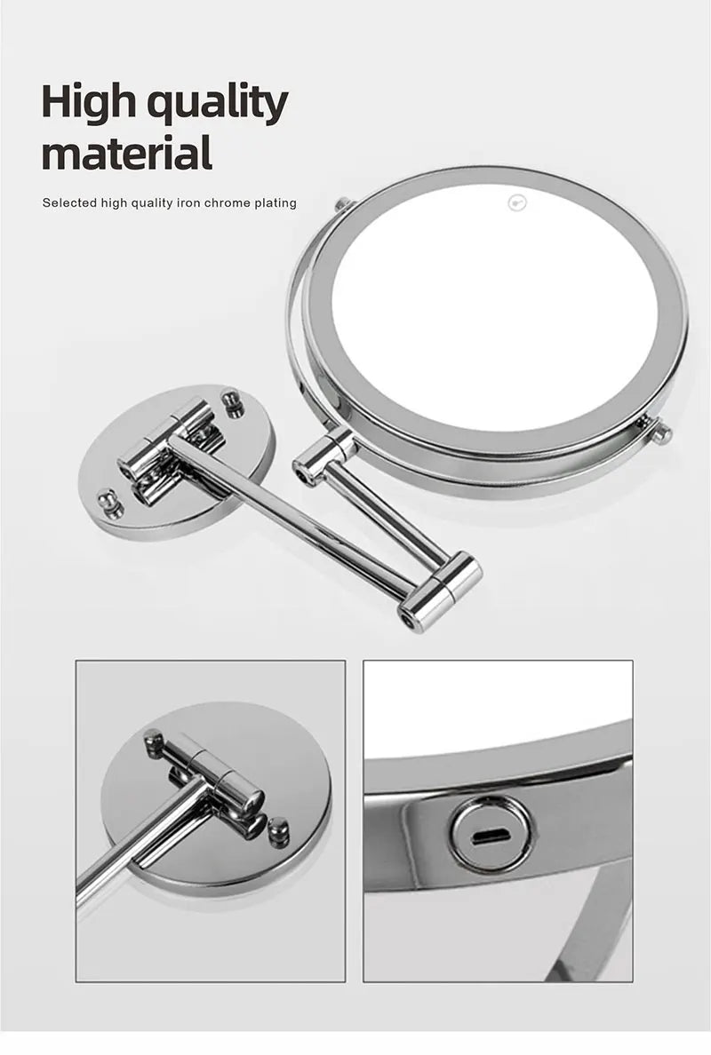 8 Inch Wall Mounted Makeup Mirror with USB Charging and 10X Magnification