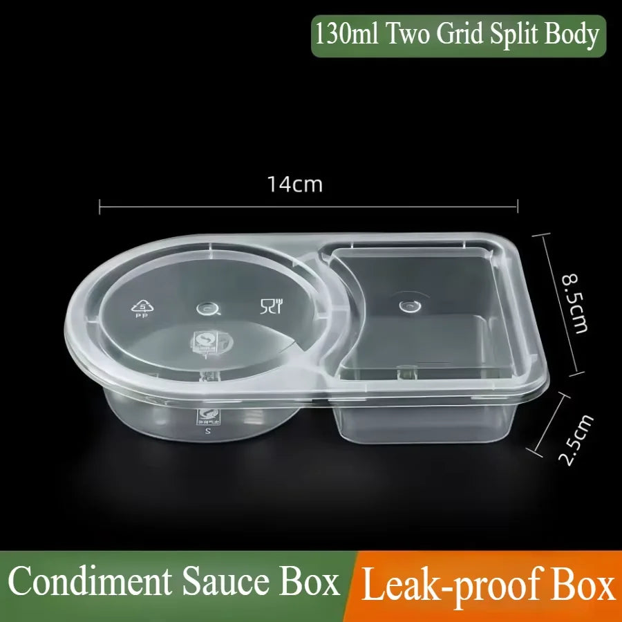 Reusable Double Compartment Snack & Condiment Container – Leak-Proof Plastic Storage Box