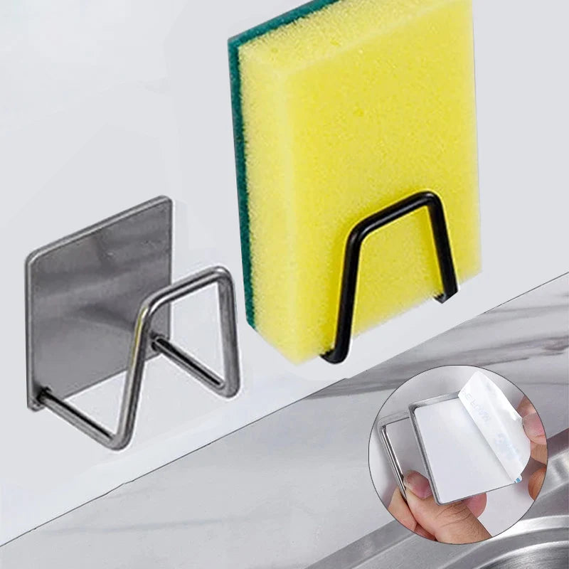 Stainless Steel Kitchen Sponge Holder – Self-Adhesive Sink Organizer