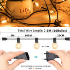 G40 Amber Glass String Lights 220V Waterproof Wedding Decor