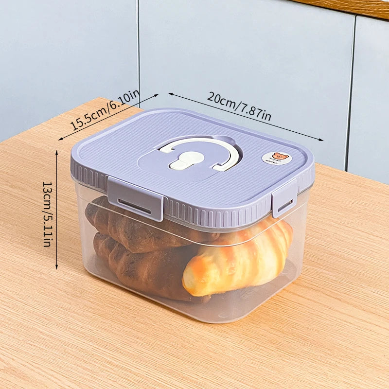 WORTHBUY Food Grade Airtight Bread Box with Handle – Transparent Plastic