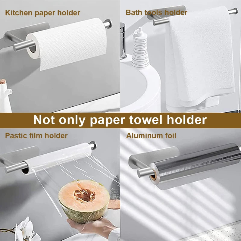 No-Drill Toilet Paper Holder Wall Mount Stainless Steel Easy Install Paper Roll Rack