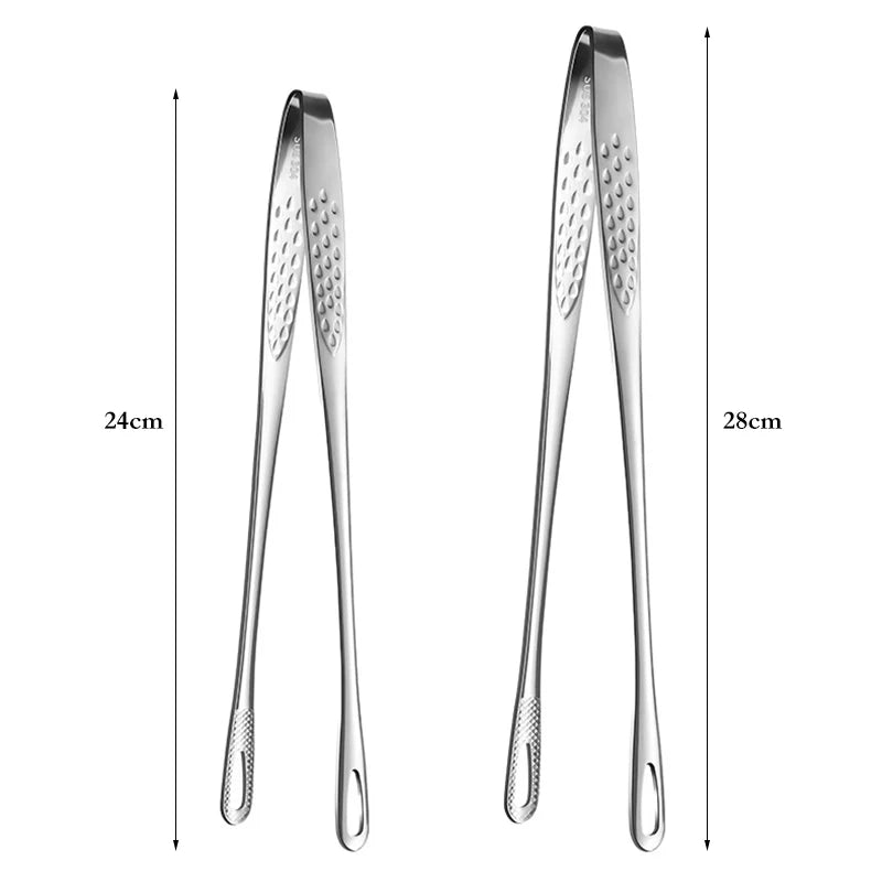 2-Piece 304 Stainless Steel Kitchen Tongs Set – 24cm & 28cm
