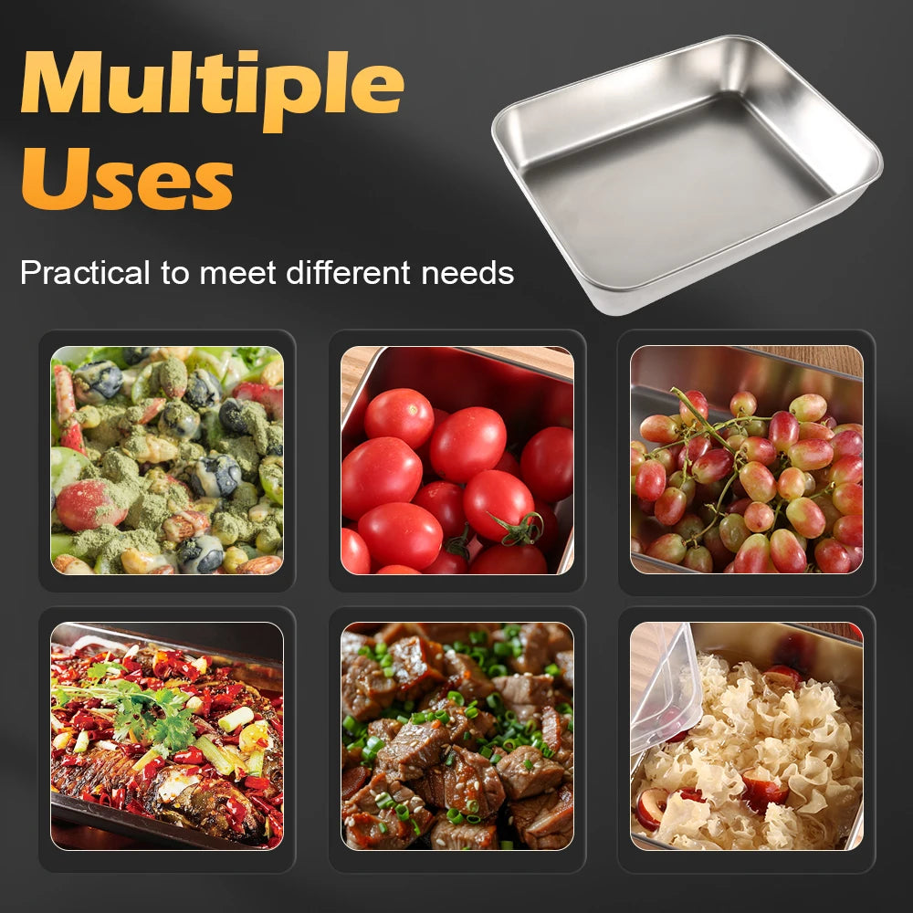 MTM 201 Stainless Steel Storage Trays – Eco-Friendly Korean Style, 4pcs Food Organizer