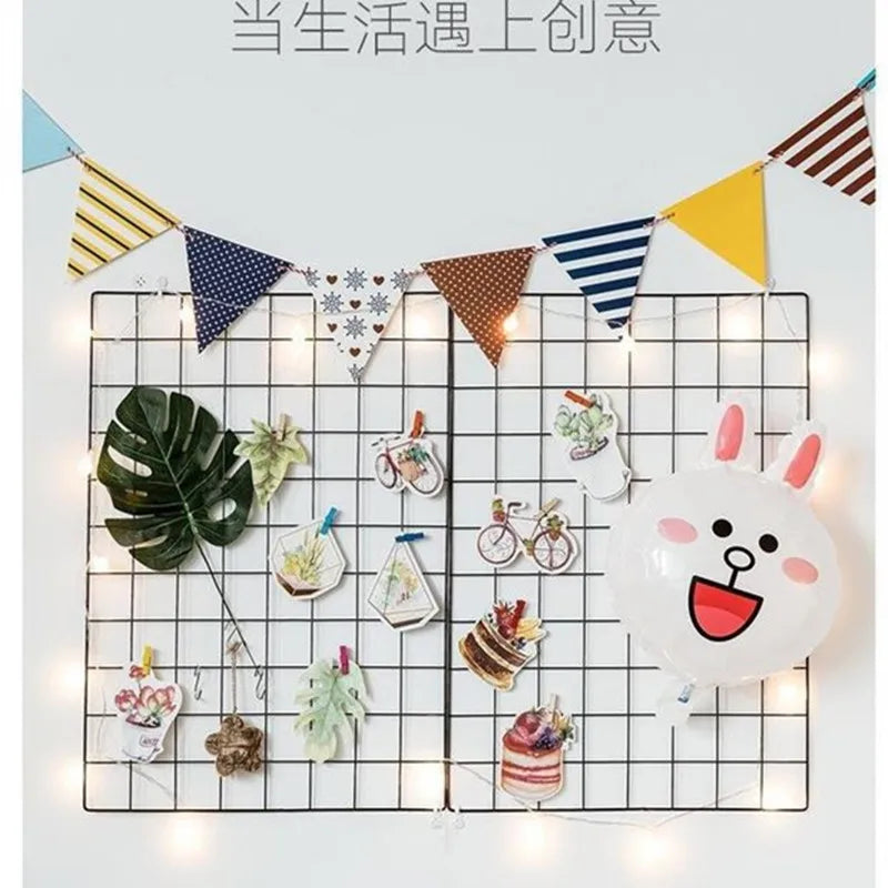 Metal Wall-Mounted Grid Shelf Organizer DIY Photo & Storage Rack