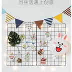 Metal Wall-Mounted Grid Shelf Organizer DIY Photo & Storage Rack