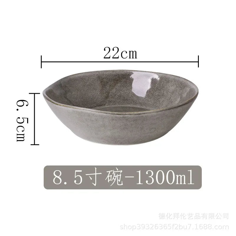 Japanese Irregular Ceramic Plate – Solid Color Dinnerware for Home Use