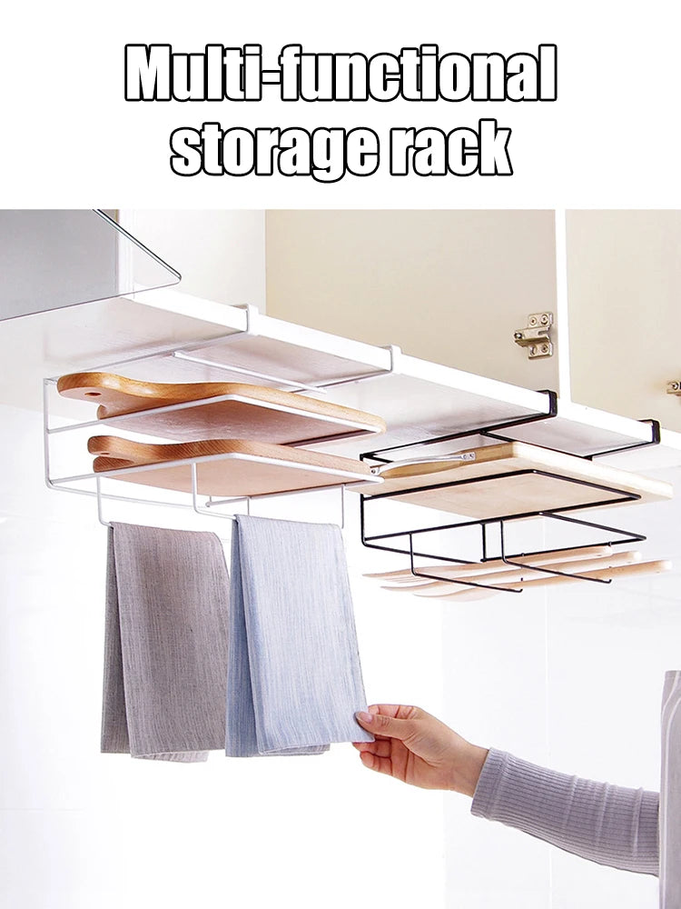 Metal Kitchen Cutting Board & Lid Organizer – Wall-Mounted Rack