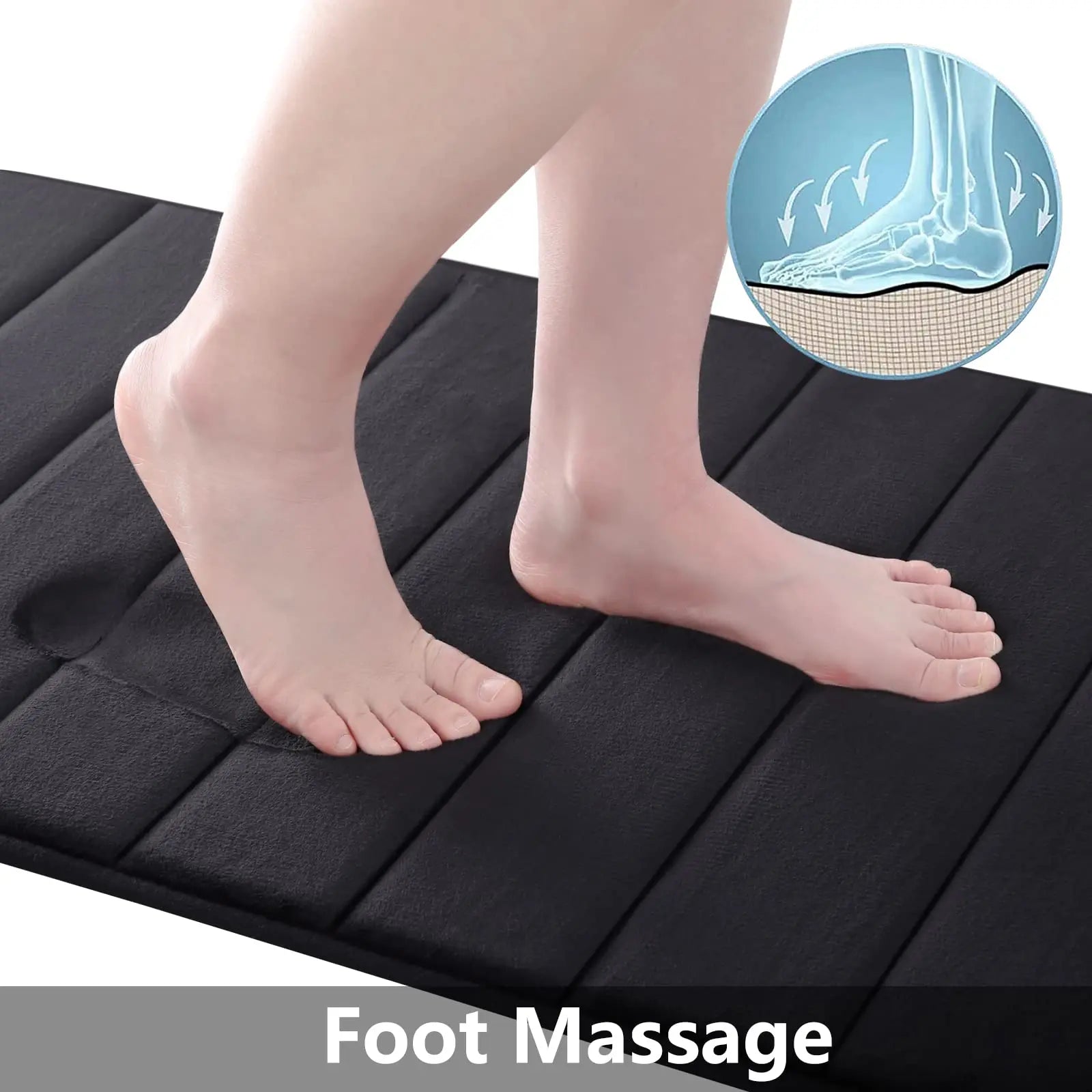 Memory Sponge Stripe Bathroom Mat Non-Slip Absorbent Machine Washable Floor Rug