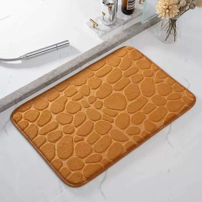 3D Bathroom Mat Non-Slip Pebble Embossed Absorbent Rug
